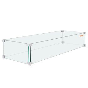 VEVOR Fire Pit Wind Guard, 38 x 10.5 x 6 Inch Glass Wind Guard, Rectangular Glass Shield, 0.3" Thick Fire Table, Clear Tempered Glass Flame Guard