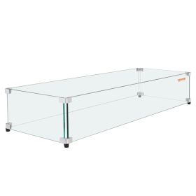 VEVOR Glass Wind Guard for Rectangular Fire Pit Table 36 x 16 x 7.5 Inch