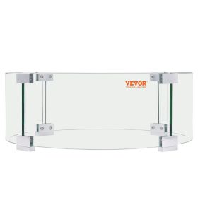VEVOR Fire Pit Wind Guard, 17 x 6.7 inch Round Glass Flame Shield, 0.24-Inch Thick Fire Table Accessory, Clear Tempered Glass Flame Guard for Propane