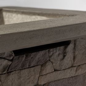 Outdoor Propane Fire Pit Table 28-inch Imitation Stone Square Concrete Propane Fire Pit with Lava Rocks and Rain Cover 50