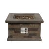 Outdoor Propane Fire Pit Table 28-inch Imitation Stone Square Concrete Propane Fire Pit with Lava Rocks and Rain Cover 50