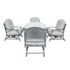 Outdoor 5-Piece Aluminum Chat High Fire Pit Set with Cushion, Golden Gauze