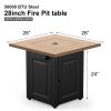 28In Gas Fire Pit Table, 50000 BTU Propane Fire Pit Table with Lid & Lava Rocks, Flame-Out Protection,Wood Grain Black