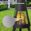 47.6" Tall Chiminea Outdoor Patio Fireplace Metal Wood Burning Outdoor Fire Pit, Black