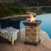 19.50'' Outdoor Firepit with Column Shape, Stone Grey - 40 000 BTU (Tank Inside)