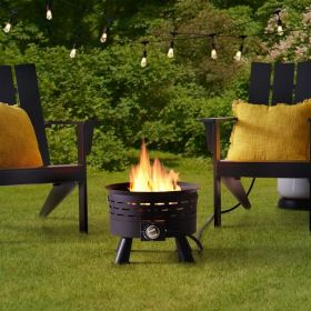 Portable Propane Gas 50; 000 BTU Fire Pit; Black (Color: Black)