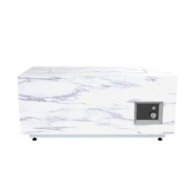 42 inch Propane Gas Fire Pit Table, Grey Rectangular Firepit Table with Lid, Cover and Lava Rock, Gas Tank Storage Side Table (Color: as Pic)
