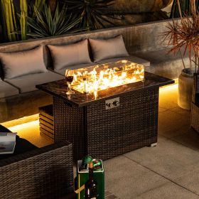 44inch Outdoor Fire Pit Table, Propane Fire Table with Ceramic Tabletop Gas Fire Table (Color: as Pic)