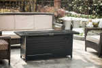57in Outdoor Gas Propane Fire Pits Table, Aluminum, 50000BTU Firepit Fireplace Dinning Table with Lid, Fire Glass, Retangular, ETL Certification