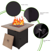 28inch Outdoor Gas Fire Pit Table , 48,000 BTU, Square Outdside Propane Patio Firetable, ETL Certification, Bionic Wood Grain Lid, for Backyard