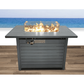 25'' H x 42'' W Steel Propane Outdoor Fire Pit Table with Lid (Color: as Pic)