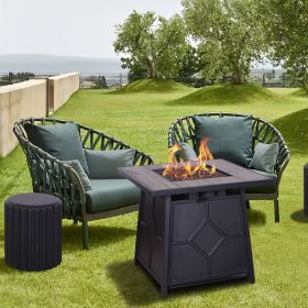 40,000 BTU Steel Propane Gas Fire Pit Table With Steel lid, Weather Cover (Color: as Pic)