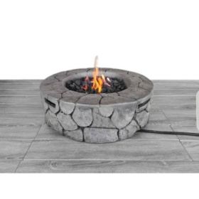 9'' H x 28'' W Fiber Reinforced Concrete Outdoor Fire pit(Stone Gray) (Color: as Pic)