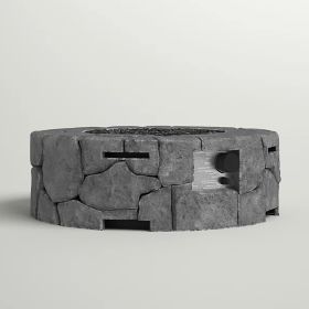 9'' H x 28'' W Fiber Reinforced Concrete Outdoor Fire pit(Stone Gray)CM-1021 (Color: as Pic)