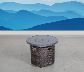 25" H x 32" W Aluminum Outdoor Fire Pit Table with Lid(Espresso) (Color: as Pic)