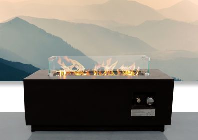 16 H x 42 W Steel Outdoor Fire Pit Table with Lid (Color: as Pic)