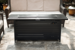 57in Outdoor Gas Propane Fire Pits Table, Aluminum, 50000BTU Firepit Fireplace Dinning Table with Lid, Fire Glass, Retangular, ETL Certification