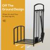 HOMCOM Firewood Rack with Fireplace Tools, Indoor Outdoor Firewood Holder for Fireplace, Wood Stove, Hearth or Fire Pit