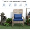 Outsunny Patio Wicker Adirondack Chair, Outdoor All-Weather Rattan Fire Pit Chair w/ Soft Cushions