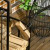 HOMCOM Firewood Rack with Fireplace Tools, Indoor Outdoor Firewood Holder for Fireplace, Wood Stove, Hearth or Fire Pit